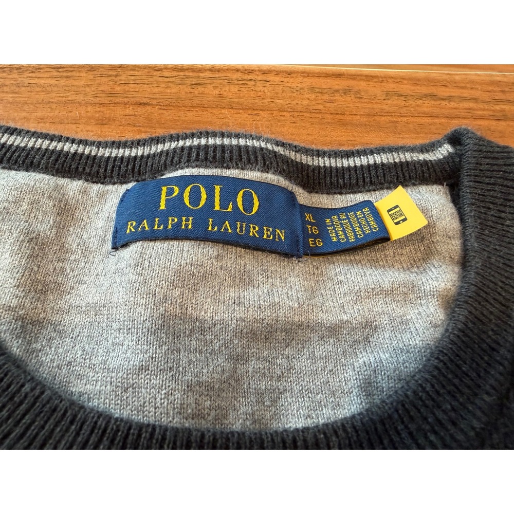 Polo Ralph Lauren Mens XL Crewneck Sweater Charcoal Grey Cotton Knit Pony Logo - Picture 6 of 8
